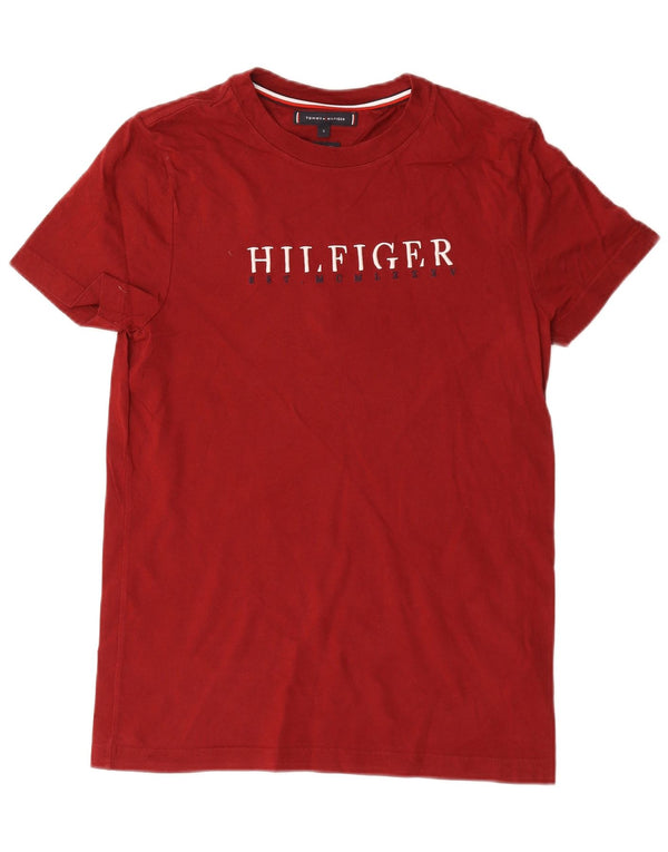 Tommy Hilfiger Mens Graphic T-Shirt Top Small Burgundy Cotton