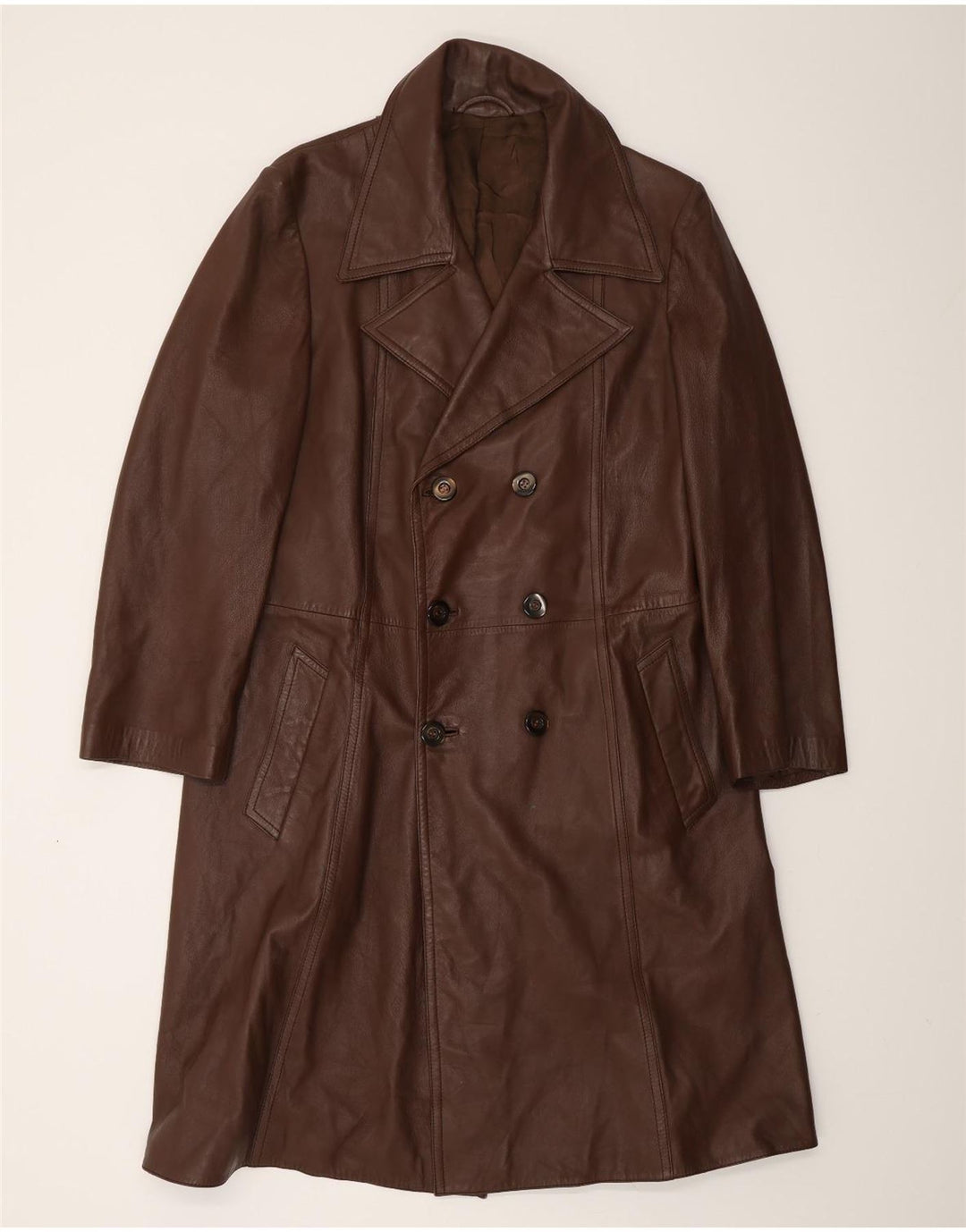 VINTAGE Ανδρικό Δερμάτινο Παλτό UK 38 Δερμάτινο Μεσαίο Καφέ