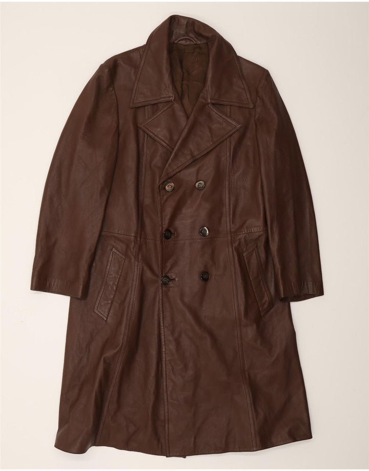 VINTAGE Ανδρικό Δερμάτινο Παλτό UK 38 Δερμάτινο Μεσαίο Καφέ