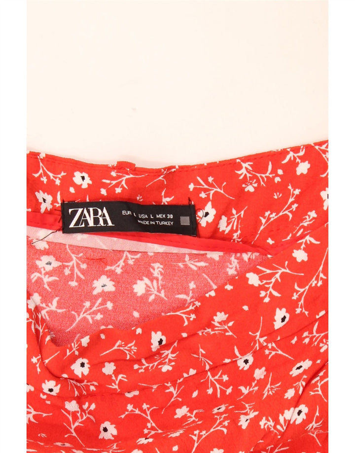 ZARA Γυναικείο Skort UK 14 Large Red Floral