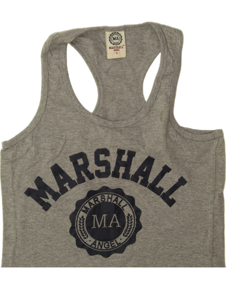 FRANKLIN & MARSHALL Mens Graphic Vest Top Small Grey Cotton Vintage Franklin & Marshall and Second-Hand Franklin & Marshall from Messina Hembry 