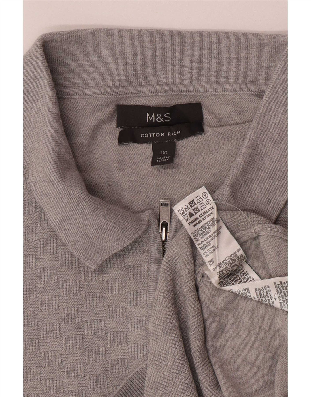 Marks & Spencer Ανδρικό πουλόβερ Polo Neck Jumper 2XL Γκρι βαμβακερό