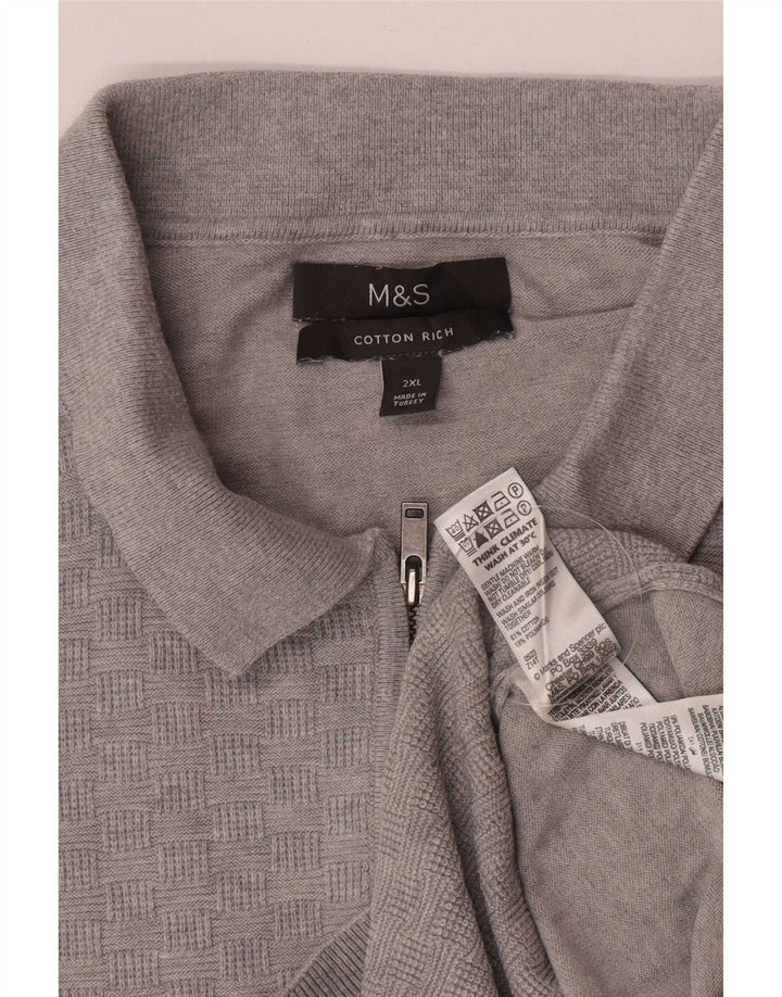 Marks & Spencer Ανδρικό πουλόβερ Polo Neck Jumper 2XL Γκρι βαμβακερό