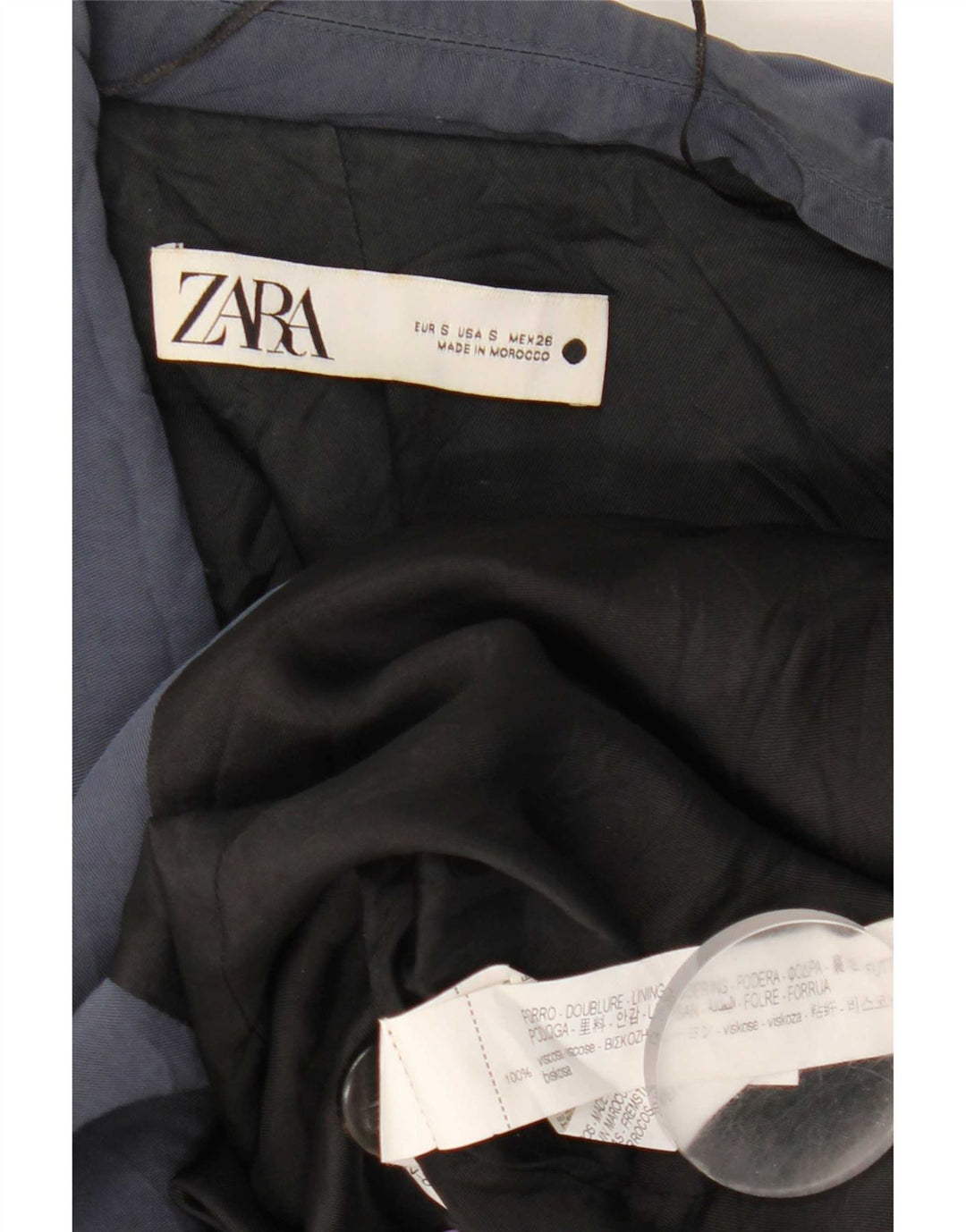Zara Γυναικείο μπουφάν μπλέιζερ μεγάλου μεγέθους με 1 κουμπιά UK 10 Small Navy Blue Viscose