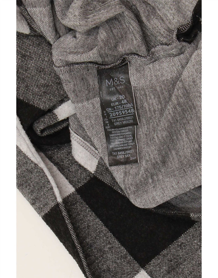 Marks & Spencer Γυναικείο μακρυμάνικο μπλουζάκι UK 20 2XL Grey Check Polyester