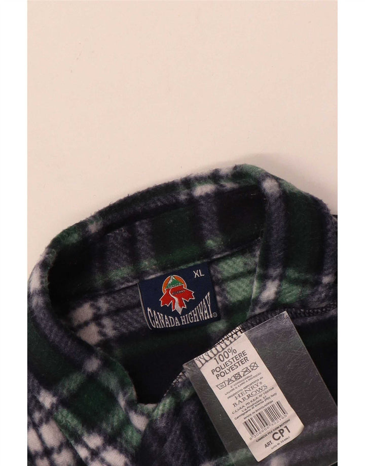 Vintage Ανδρικό πουκάμισο Fleece XL Navy Blue Check Polyester