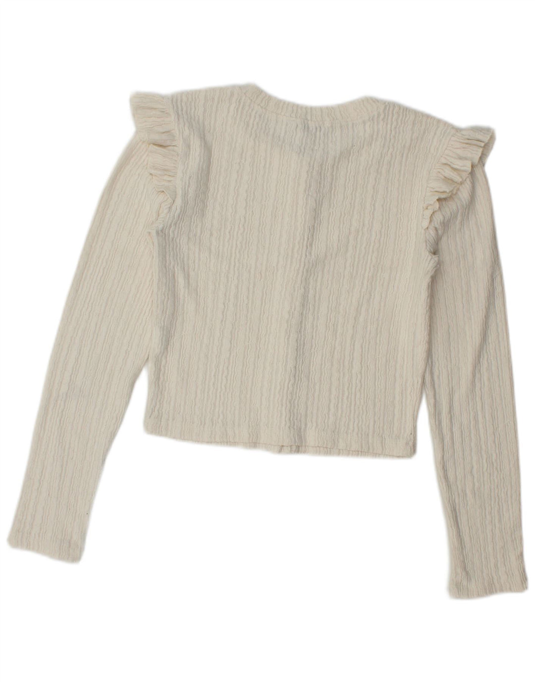 Zara Γυναικεία Ζακέτα Crop UK 12 Medium Off White Polyester