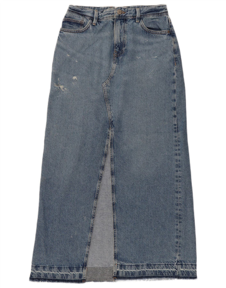 Zara Γυναικεία Maxi Distressed Τζιν Φούστα XS W24 Μπλε