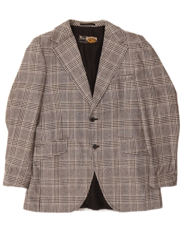 Vintage Ανδρικό σακάκι με 2 κουμπιά σακάκι UK 38 Medium Grey Check Polyester