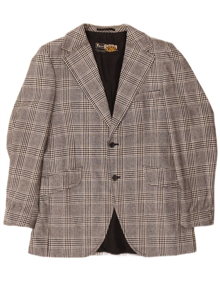 Vintage Ανδρικό σακάκι με 2 κουμπιά σακάκι UK 38 Medium Grey Check Polyester
