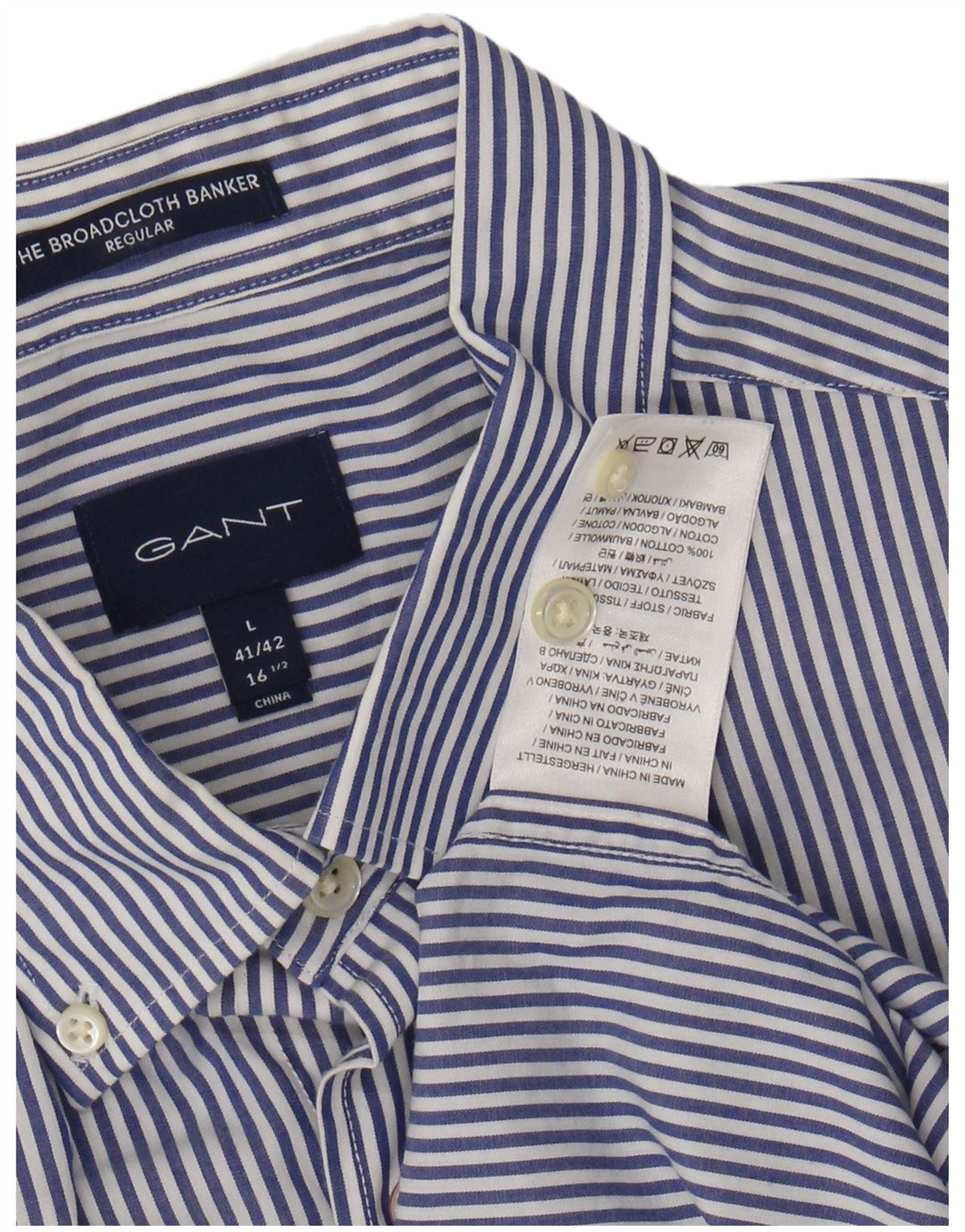 Ανδρικό πουκάμισο GANT Regular Fit Size 41/42 16 1/2 Large Navy Blue Pinstripe