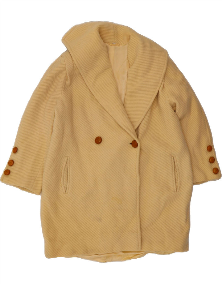 VINTAGE Womens Oversized Double Breasted Coat IT 42 Medium Beige Vintage Vintage and Second-Hand Vintage from Messina Hembry 