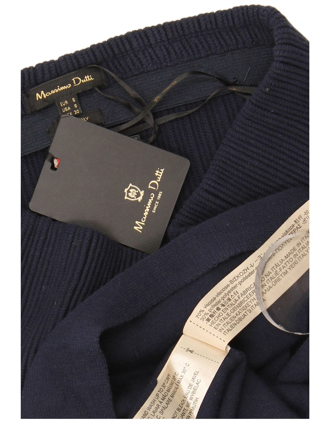 Massimo Dutti Γυναικεία πλεκτή φούστα σε γραμμή Α Μικρή W26 Navy Blue Viscose