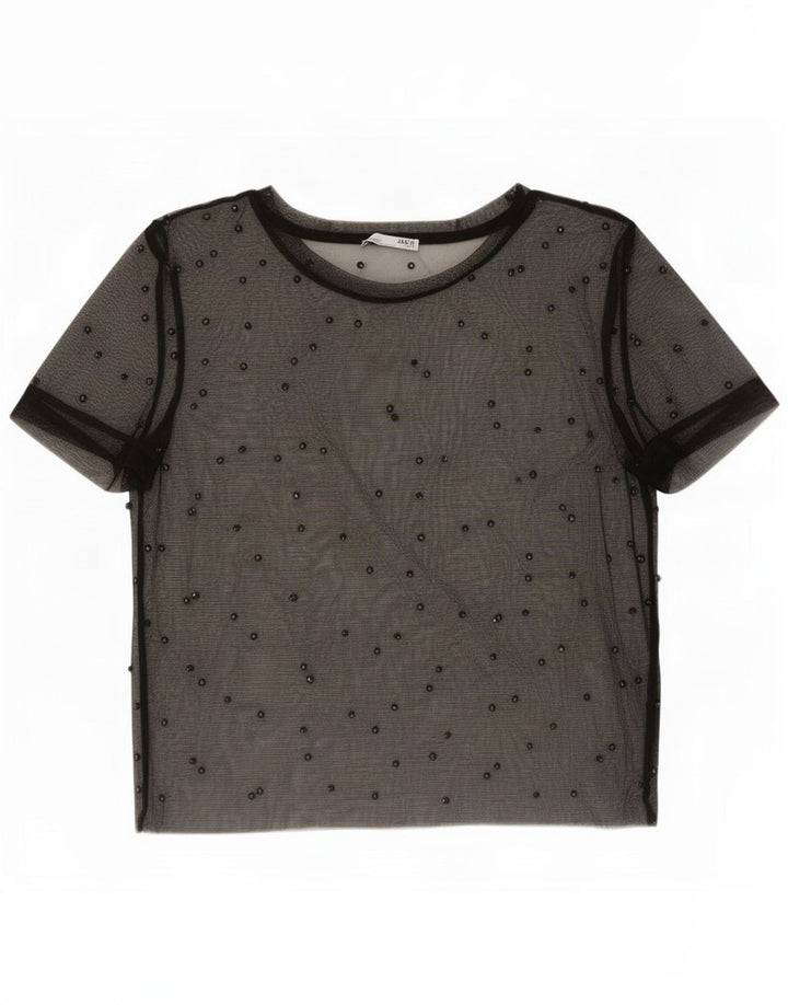 Zara Womens Crop See Through Top 10 Small Black