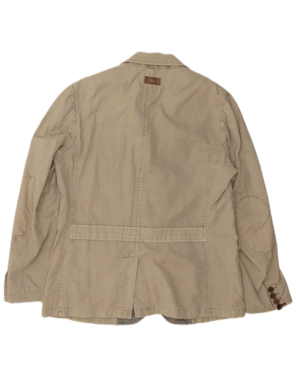 MARLBORO CLASSICS Mens 2 Button Blazer Jacket EU 54 2XL Beige Cotton
