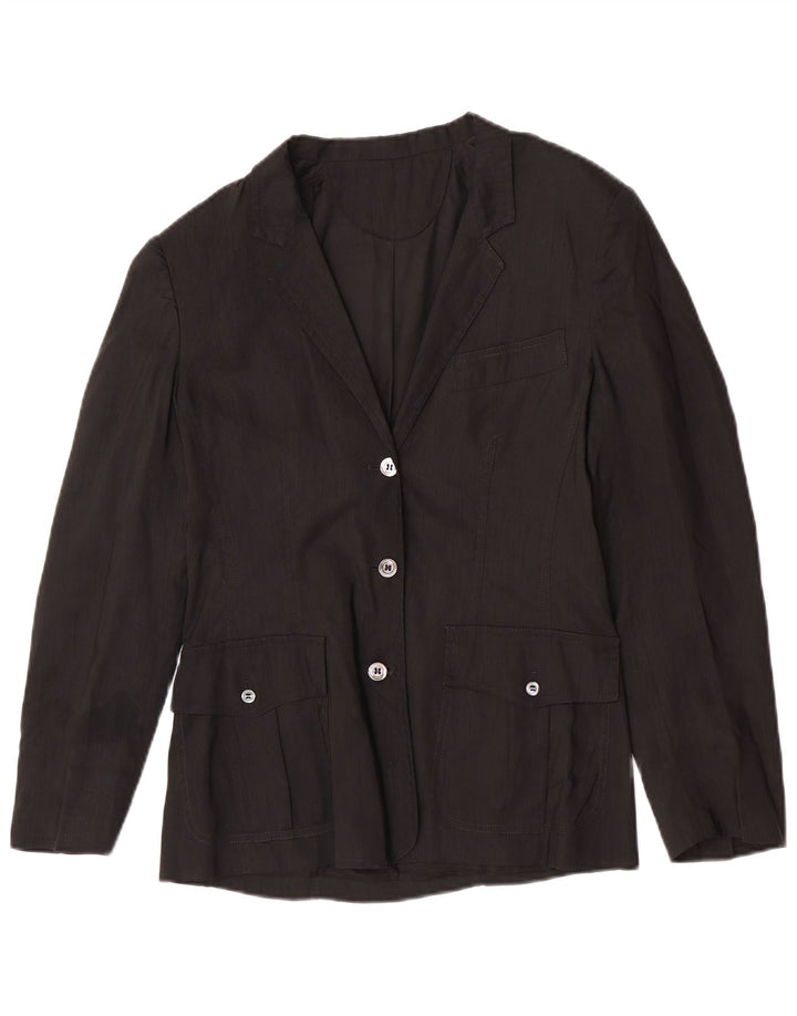 Penny Black Γυναικείο Μπουφάν Blazer με 3 κουμπιά UK 12 Medium μαύρο λινό
