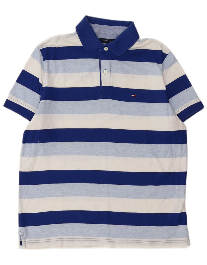 TOMMY HILFIGER Ανδρικό πουκάμισο πόλο με μεσαίο μπλε βαμβακερό ριγέ