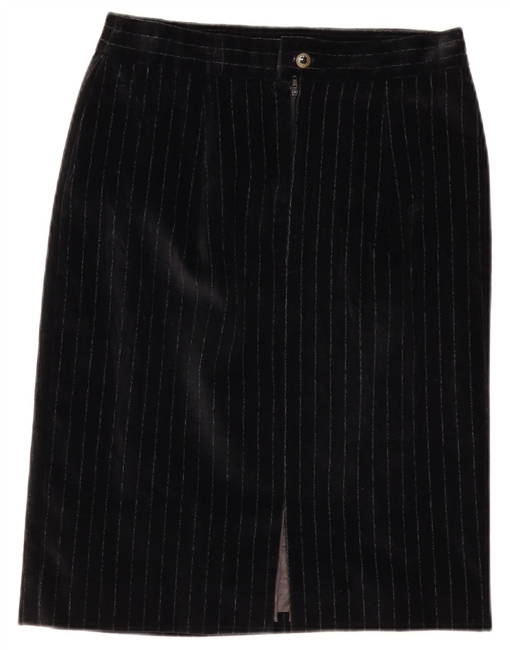 VINTAGE Womens 5 Button 2 Piece Skirt Set UK 12 Medium W28  Black