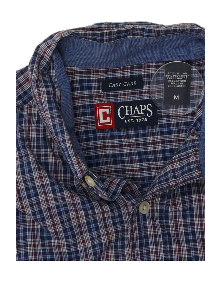 CHAPS Mens Sleeveless Shirt Medium Navy Blue Check Cotton Vintage Chaps and Second-Hand Chaps from Messina Hembry 