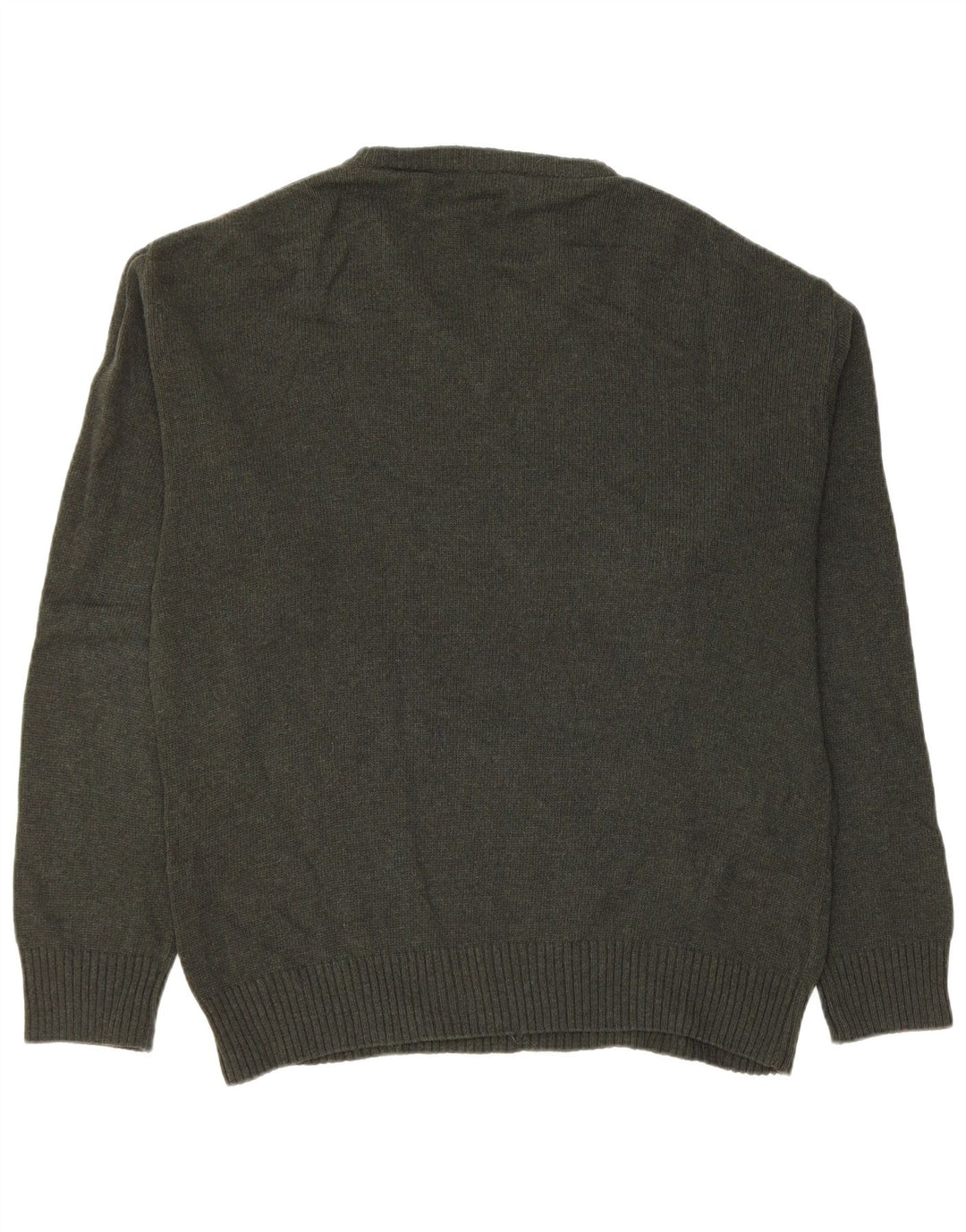 VINTAGE Ανδρικό πουλόβερ με λαιμόκοψη σε μεσαίο πράσινο Argyle/Diamond New Wool