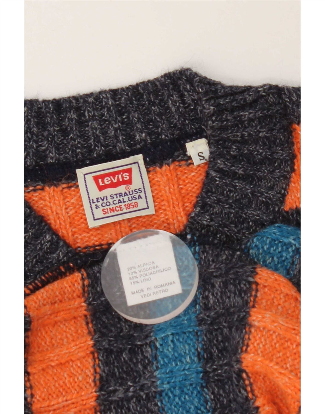 Ανδρικό πουλόβερ Levi's V-Neck Jumper Μικρό πορτοκαλί ριγέ μαλλί αλπακά