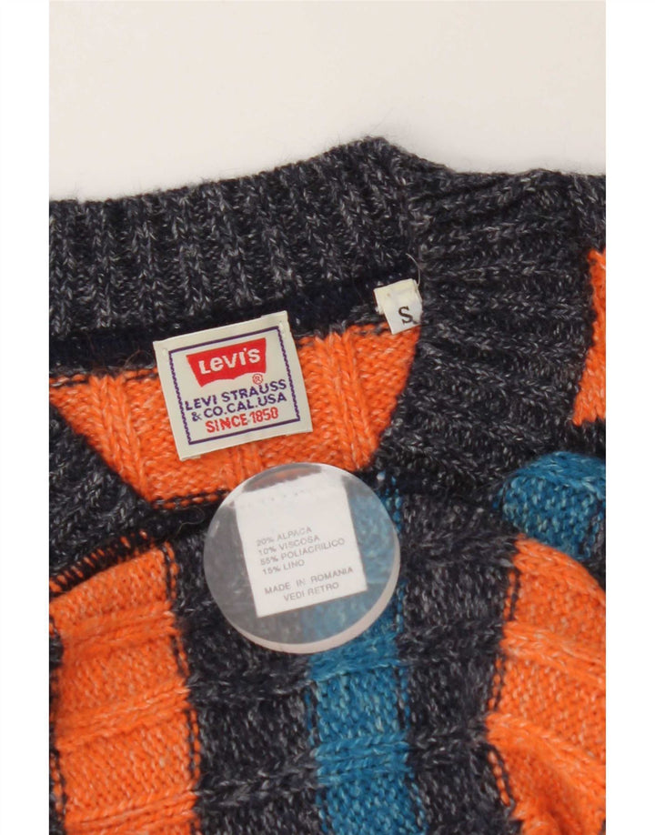 Ανδρικό πουλόβερ Levi's V-Neck Jumper Μικρό πορτοκαλί ριγέ μαλλί αλπακά