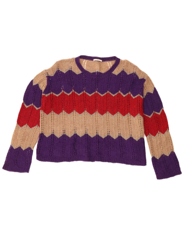 Γυναικείο πουλόβερ Carrera Crop Crew Neck Jumper UK 16 Large Purple ριγέ