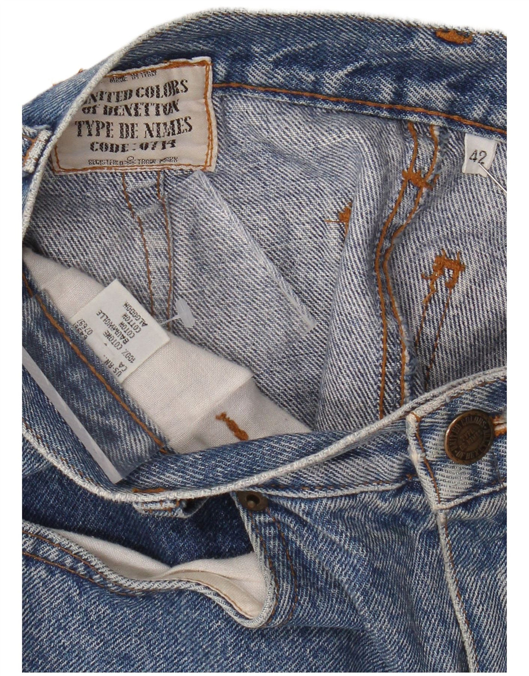 BENETTON Γυναικεία τζιν φούστα ψηλόμεση IT 42 μεσαία W26 μπλε βαμβακερή