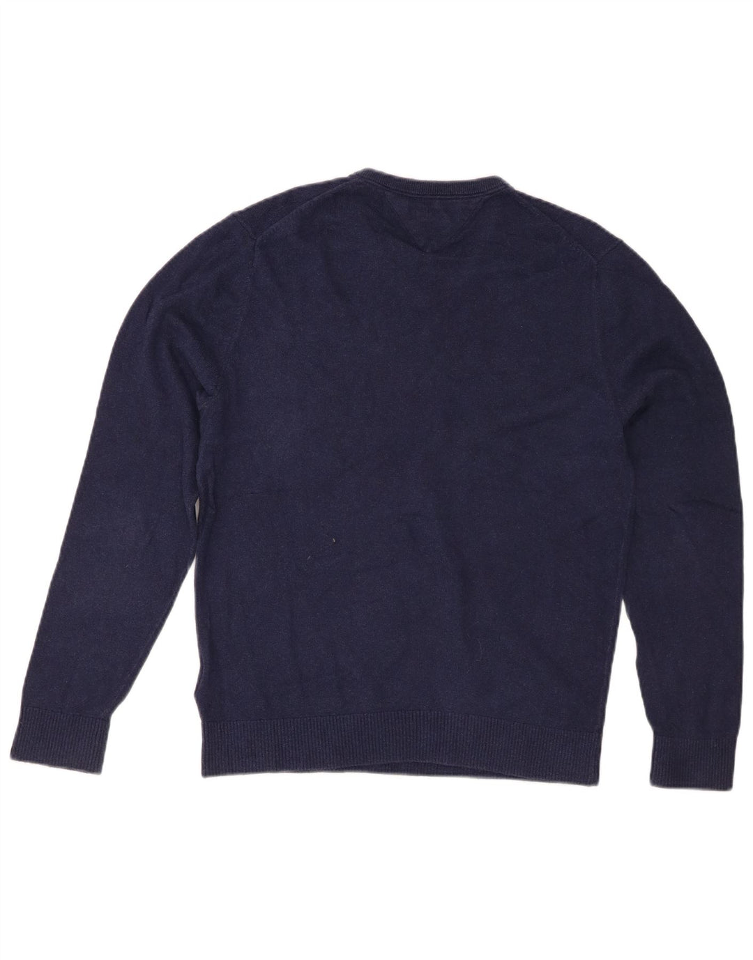 TOMMY HILFIGER Mens V-Neck Jumper Sweater Medium Navy Blue Cotton