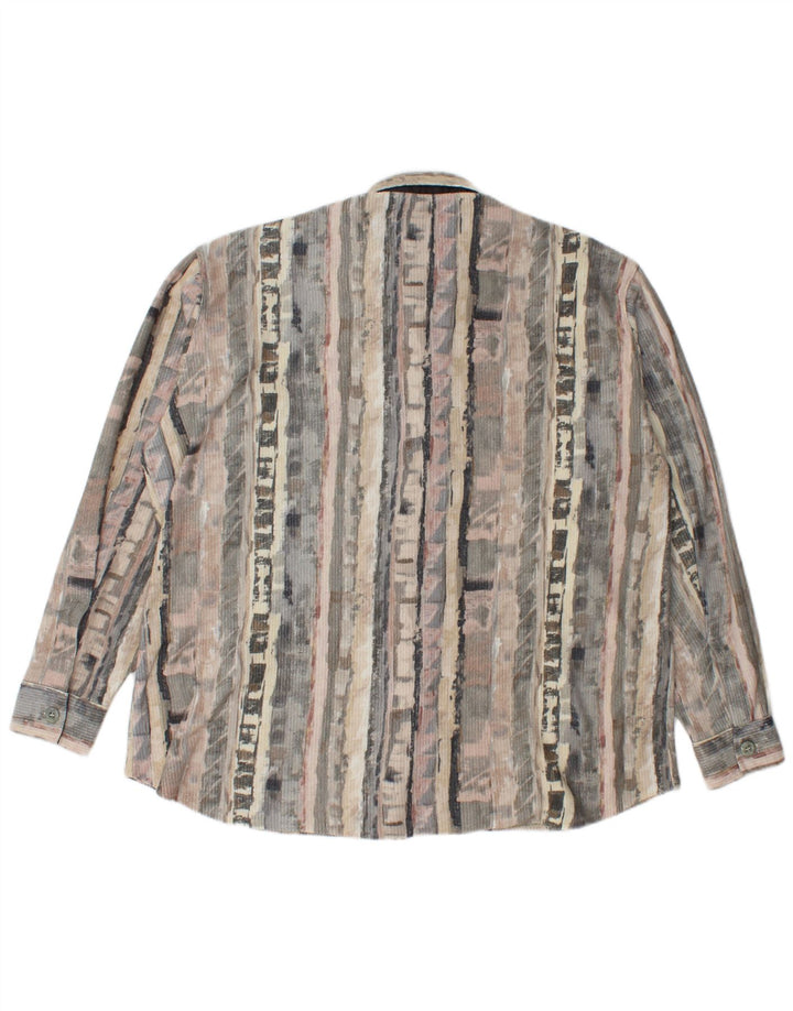 Vintage Ανδρικό πουκάμισο Fleece Μεγάλο Γκρι Γεωμετρικό