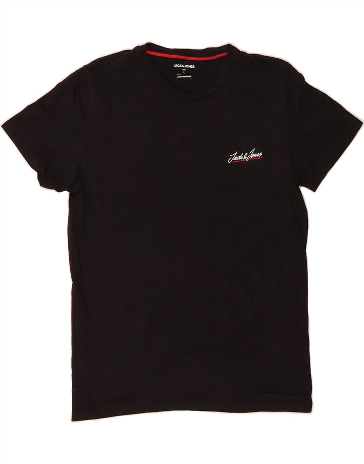 JACK & JONES Mens T-Shirt Top Large Black Cotton Vintage Jack & Jones and Second-Hand Jack & Jones from Messina Hembry 