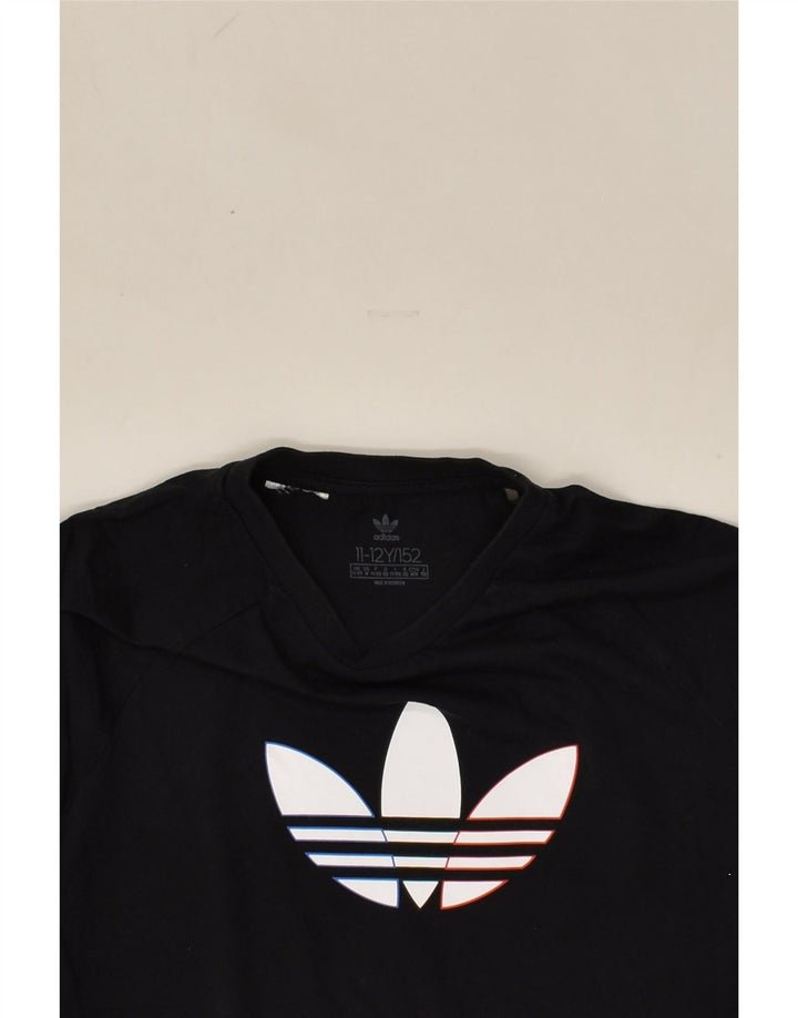 ADIDAS Boys Graphic T-Shirt Top 11-12 Years Black Cotton | Vintage Adidas | Thrift | Second-Hand Adidas | Used Clothing | Messina Hembry 
