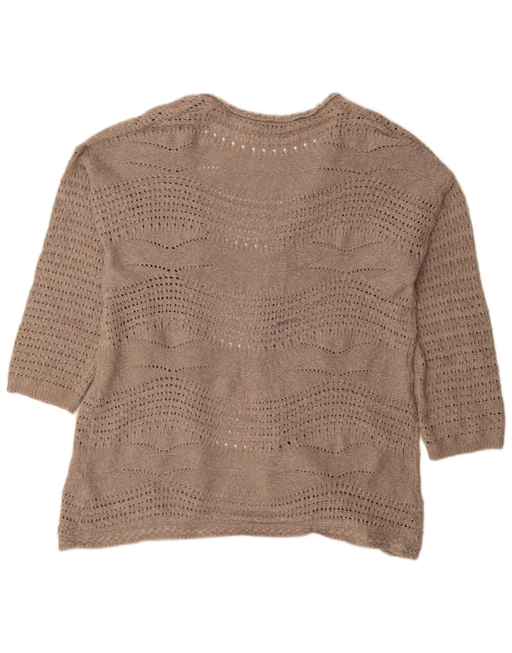 Marks & Spencer Γυναικεία ανοιχτή ζακέτα πουλόβερ UK 20 2XL Beige Polyester