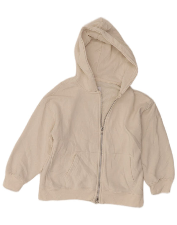 Zara Girls Zip Hoodie πουλόβερ 6-7 ετών από λευκό βαμβακερό
