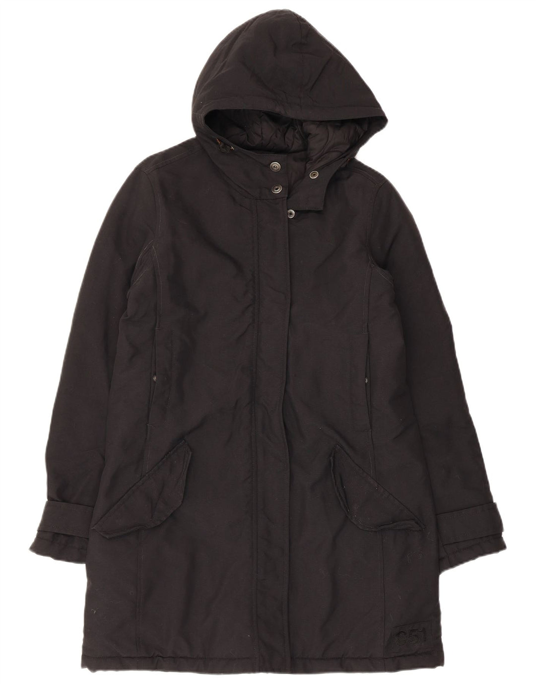 Aspesi Γυναικείο παλτό με κουκούλα UK 12 Medium Black Polyamide