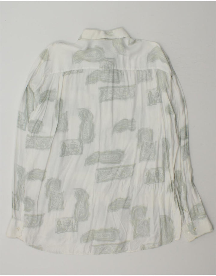 VINTAGE Mens Shirt Large White Paisley Vintage Vintage and Second-Hand Vintage from Messina Hembry 