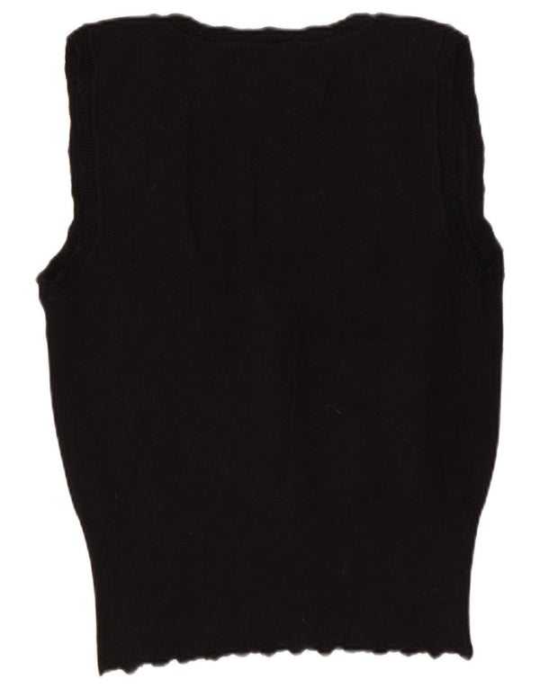 Zara Γυναικείο γιλέκο Crop Tank Top UK 14 Large Black Viscose
