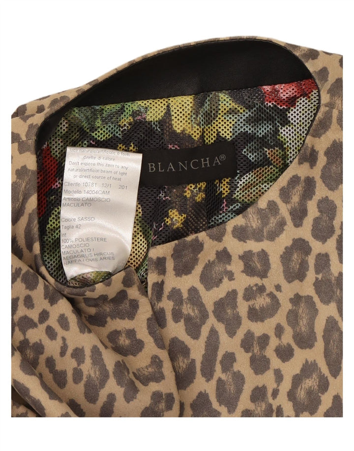 BLANCHA Womens Bolero Jacket IT 42 Medium Beige Animal Print Polyester