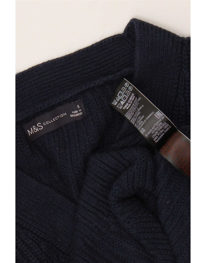Marks & Spencer Γυναικείο πουλόβερ Crop Cardigan UK 10 Small Navy Blue