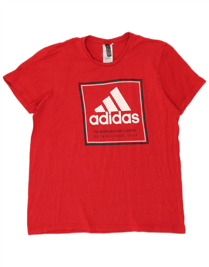 Ανδρικό γραφικό T-Shirt Adidas Top Μεσαίο κόκκινο βαμβακερό