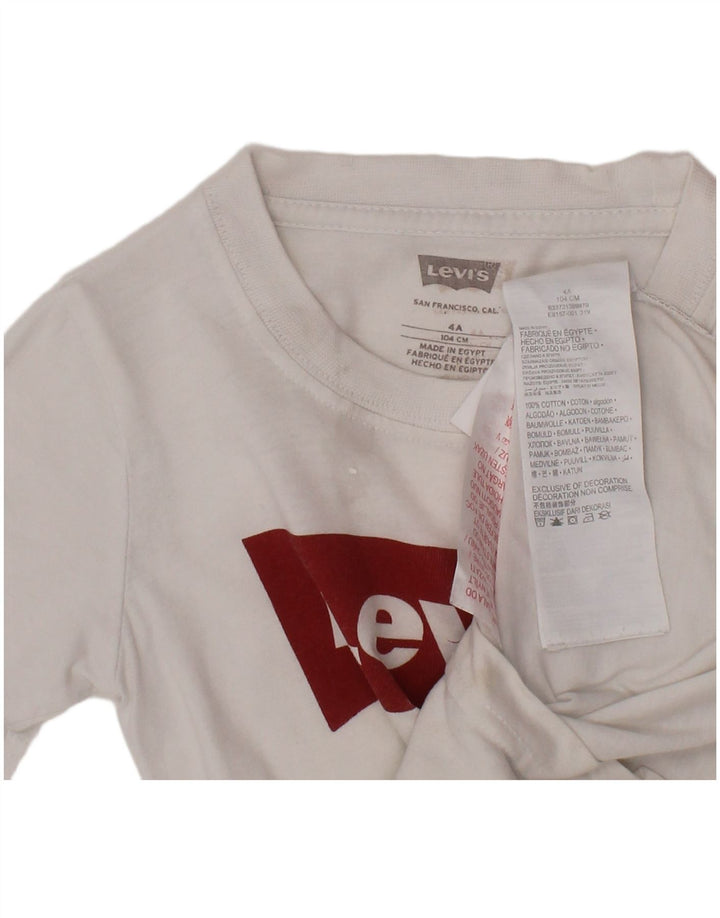 LEVI'S Boys Graphic T-Shirt Top 3-4 ετών Λευκό βαμβακερό