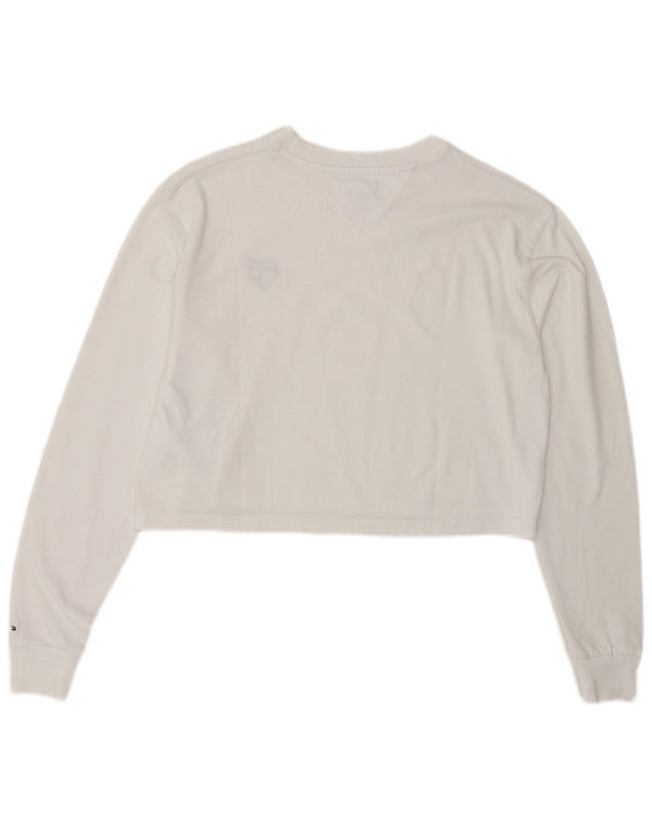 Tommy Hilfiger Γυναικείο Crop Oversized μακρυμάνικο UK 6 XS λευκό βαμβακερό