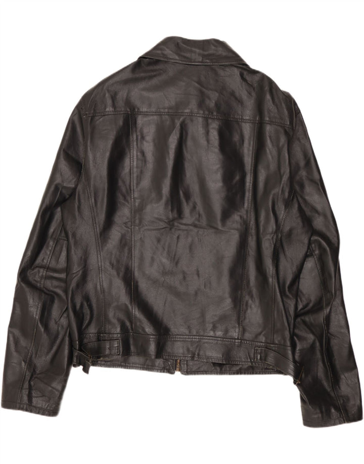 Vintage Γυναικείο Δερμάτινο Μπουφάν UK 18 XL Μαύρο Δερμάτινο