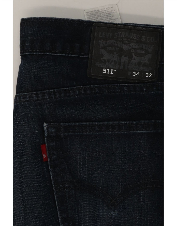 Levi's Mens 511 Slim Jeans W34 L32 Navy Blue Cotton