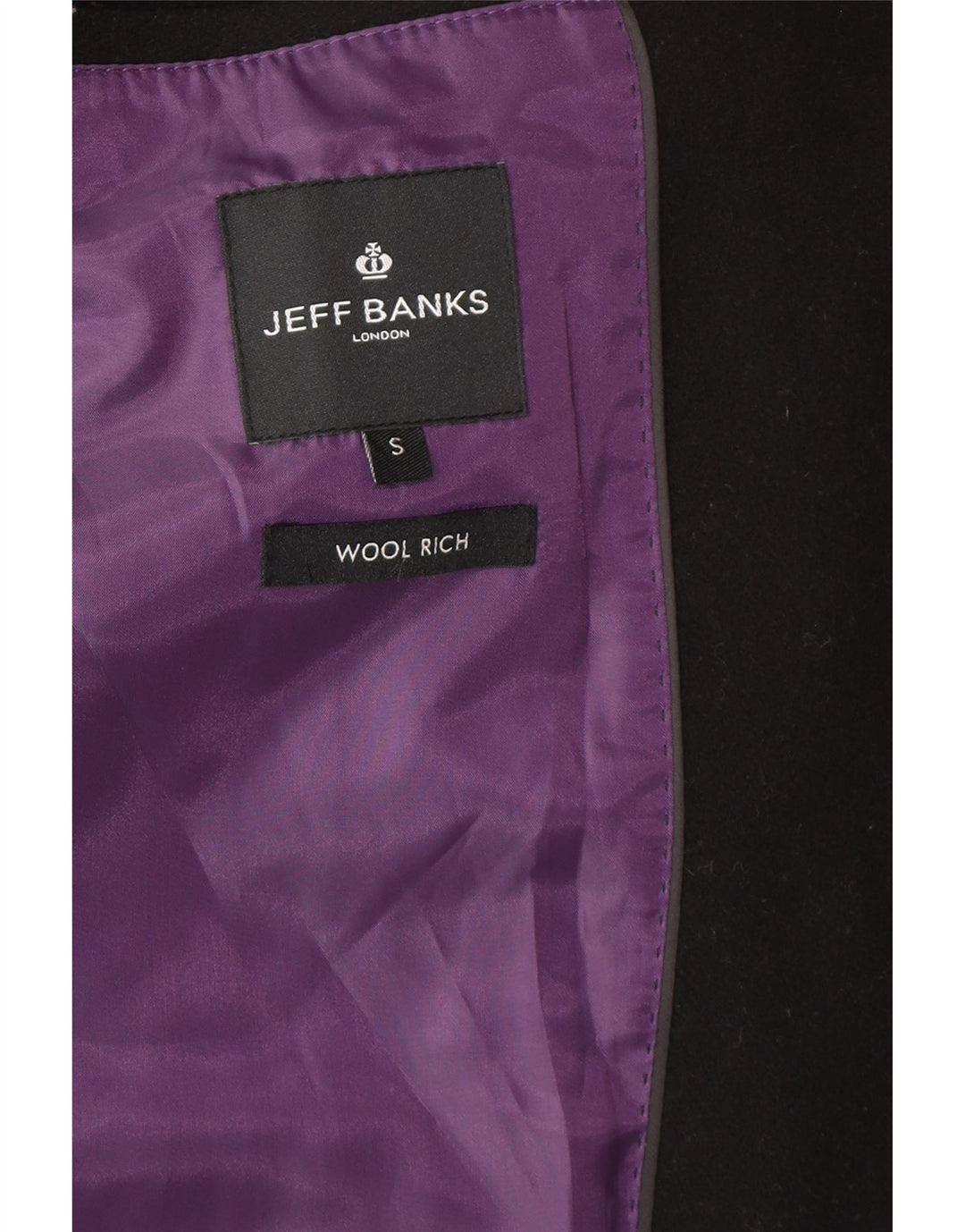 Ανδρικό πανωφόρι Jeff Banks UK 36 Small Black Wool