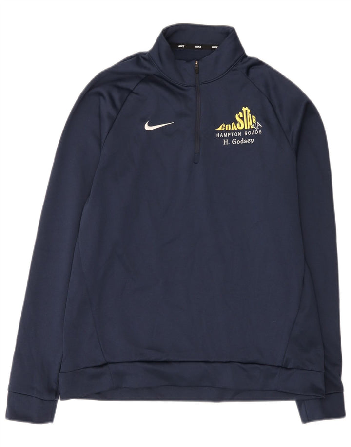 Ανδρικό φούτερ Nike Dri Fit με φερμουάρ με λαιμόκοψη, μικρό ναυτικό πολυεστέρα