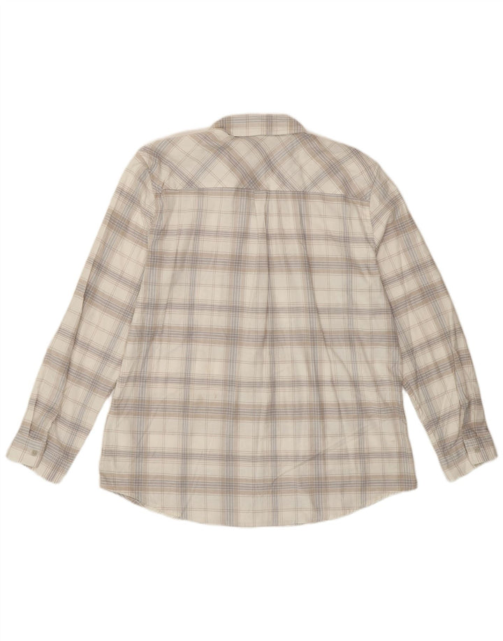 Eddie Bauer Γυναικείο φανελένιο πουκάμισο UK 18 XL Off White, καρό βαμβακερό