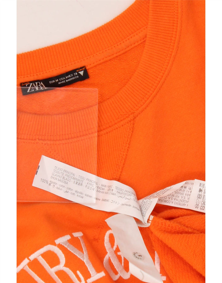 ZARA Womens Graphic Oversized Sweatshirt Jumper UK 14 Medium Orange Vintage Zara and Second-Hand Zara from Messina Hembry 