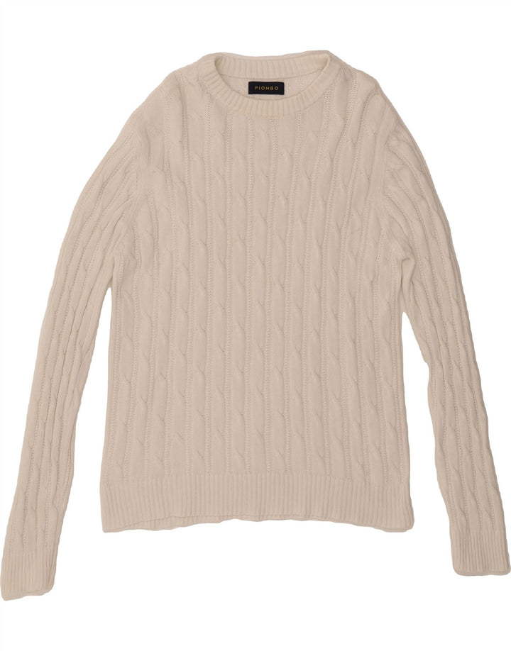 PIOMBO Womens Crew Neck Jumper Sweater UK 16 Large White Vintage Piombo and Second-Hand Piombo from Messina Hembry 