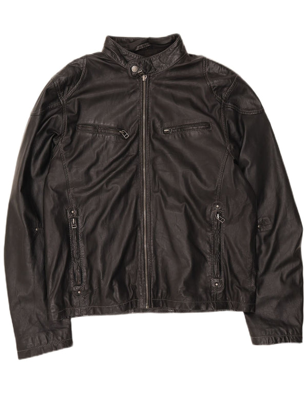 Gipsy Ανδρικό Δερμάτινο Μπουφάν UK 40 Large Μαύρο Δερμάτινο